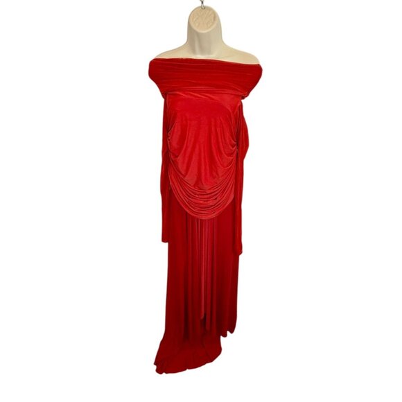 Deme by Gabriella RED Carla Off Shoulder Maxi Gown - Size XS - Picture 2 of 11